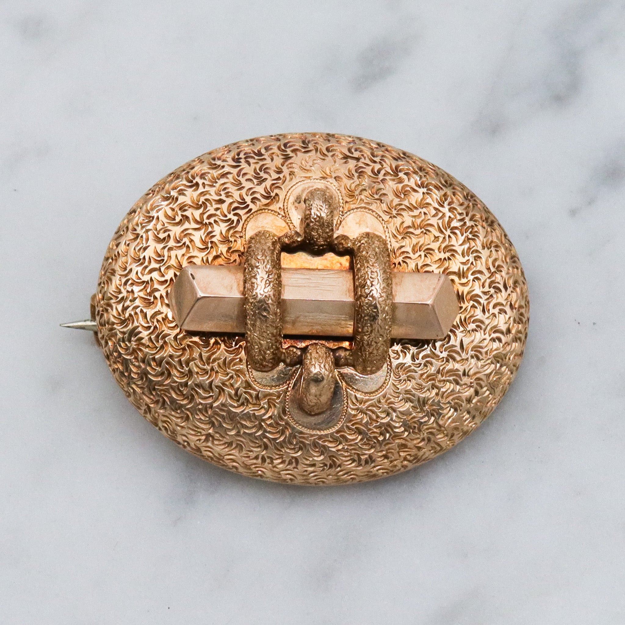 Antique Victorian 14k gold button brooch with watch clip